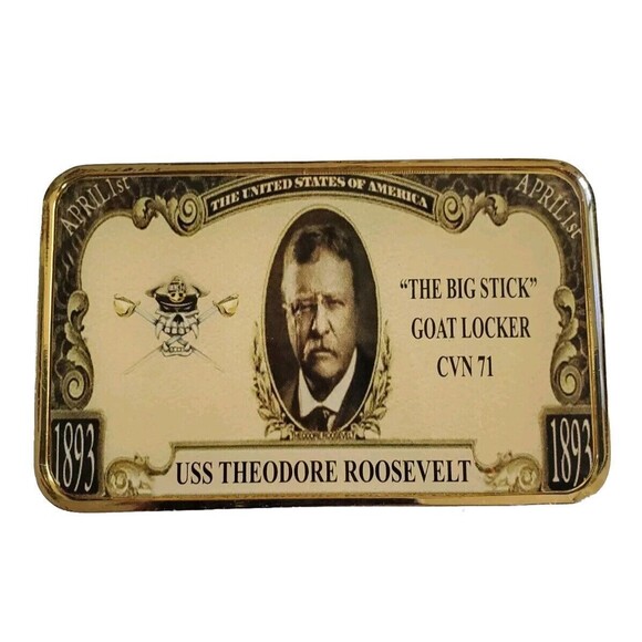 USN Navy Challenge Coin USS Roosevelt The Big Stick Goat Locker CVN 71 Heavy‎ - Picture 3 of 5